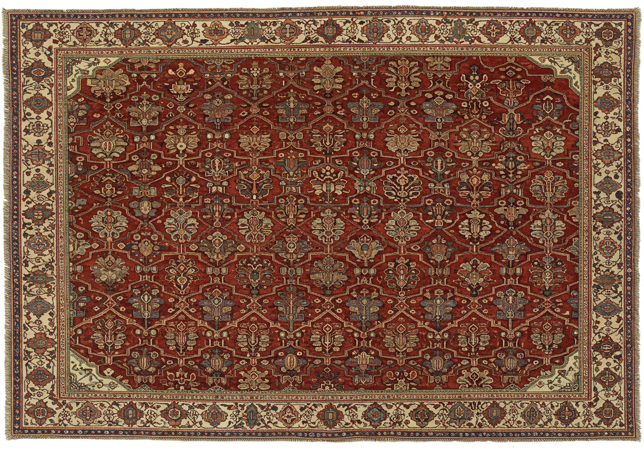 An older Kurdish village rug, pre-commercial — the 18th-c antecedent tradition out of which the 19th-c Bidjar density emerged