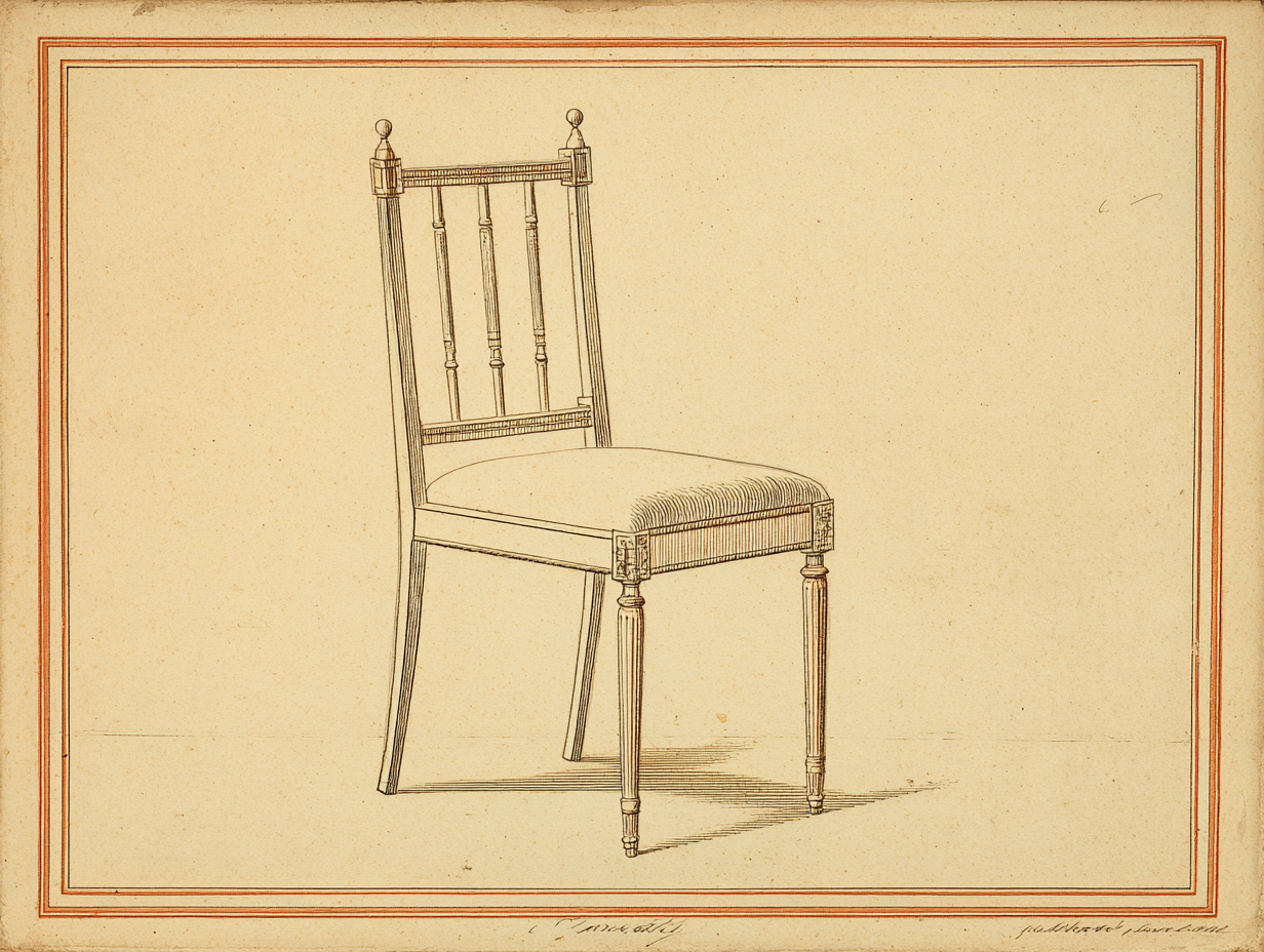 A Sheraton chair — the immediate predecessor in the English neoclassical succession