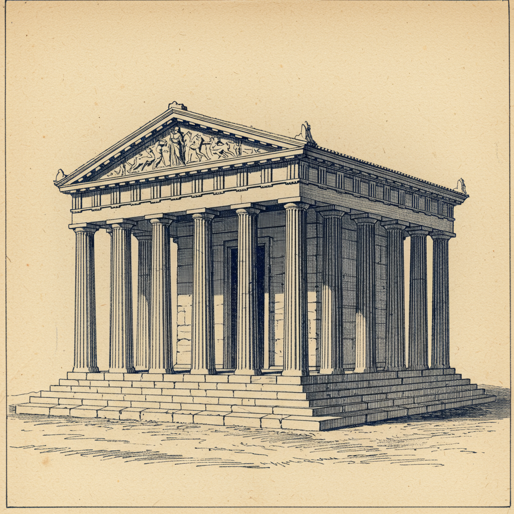 A reconstruction of an ancient Greek Doric temple