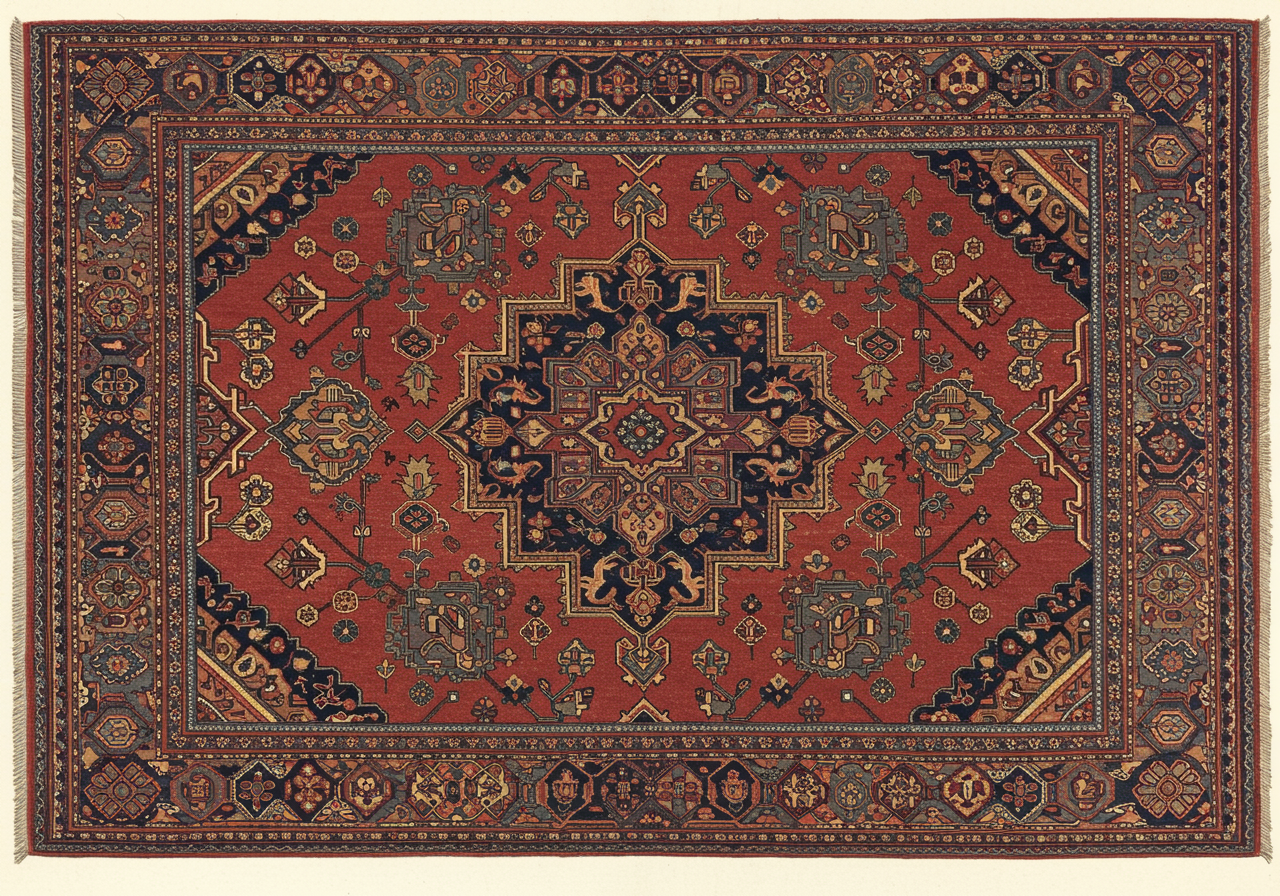 A Bidjar rug — extreme density, dark wine-red ground, the iron-rug Kurdish neighbour to Hamadan