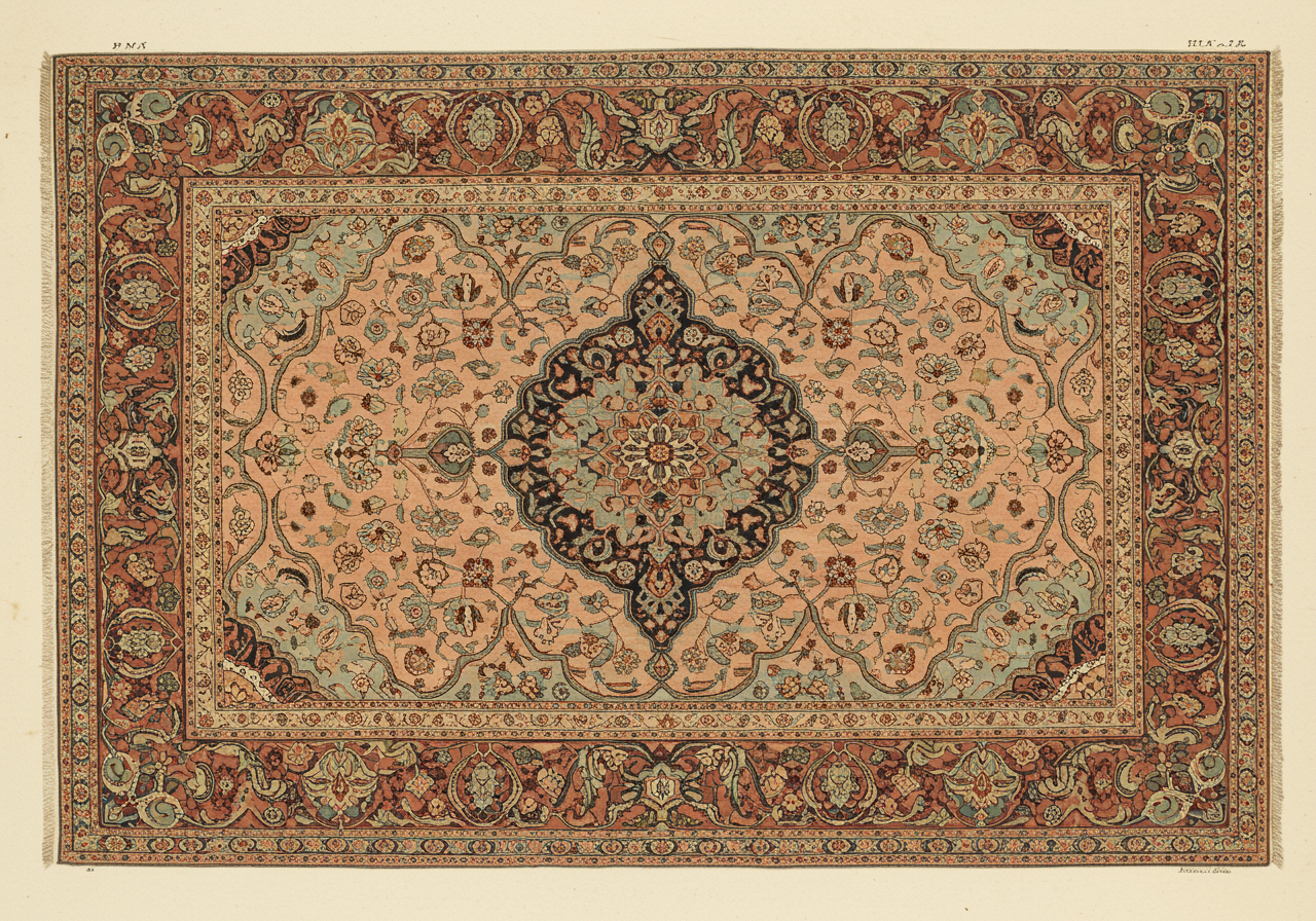 A Tabriz silk-warp Hadji Jalili rug — the Persian court counterpart whose vocabulary the Ottoman court emulated