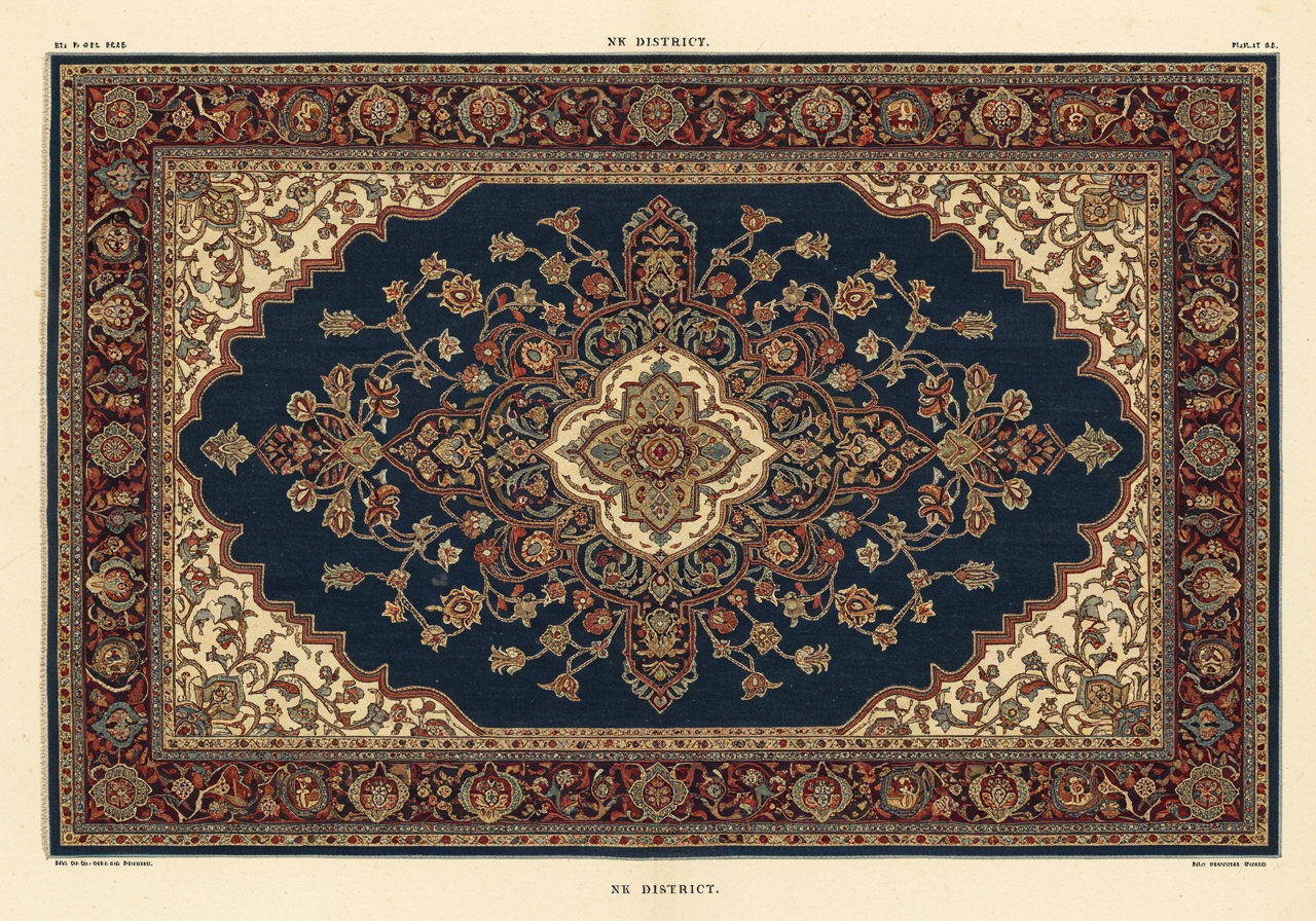 A Tabriz city-workshop rug — northwestern city workshop counterpart to Kashan, frequently pale-ivory ground in the Hadji Jalili variant, fine knot at distinct district provenance
