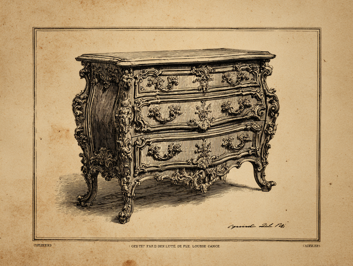 A French Régence commode under the regency of 1715–1723 — lighter proportions, early rocaille ornament, the bombé front beginning to appear