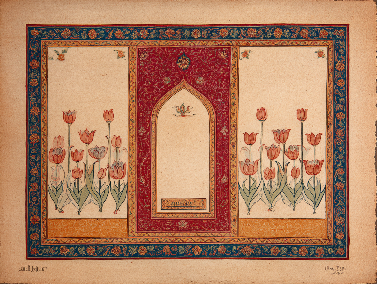 A Ladik rug — Anatolian prayer-rug type with tulip vocabulary, distinct from Oushak's medallion compositions