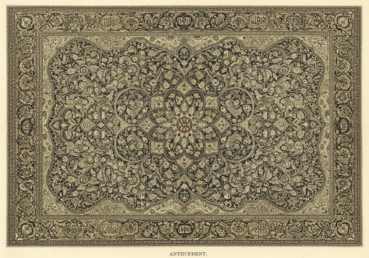 A Safavid-era Tabriz court carpet in the tradition of the Ardabil — elaborate central medallion, dense allover field of curvilinear ornament, the formal vocabulary the modern Tabriz tradition descends from